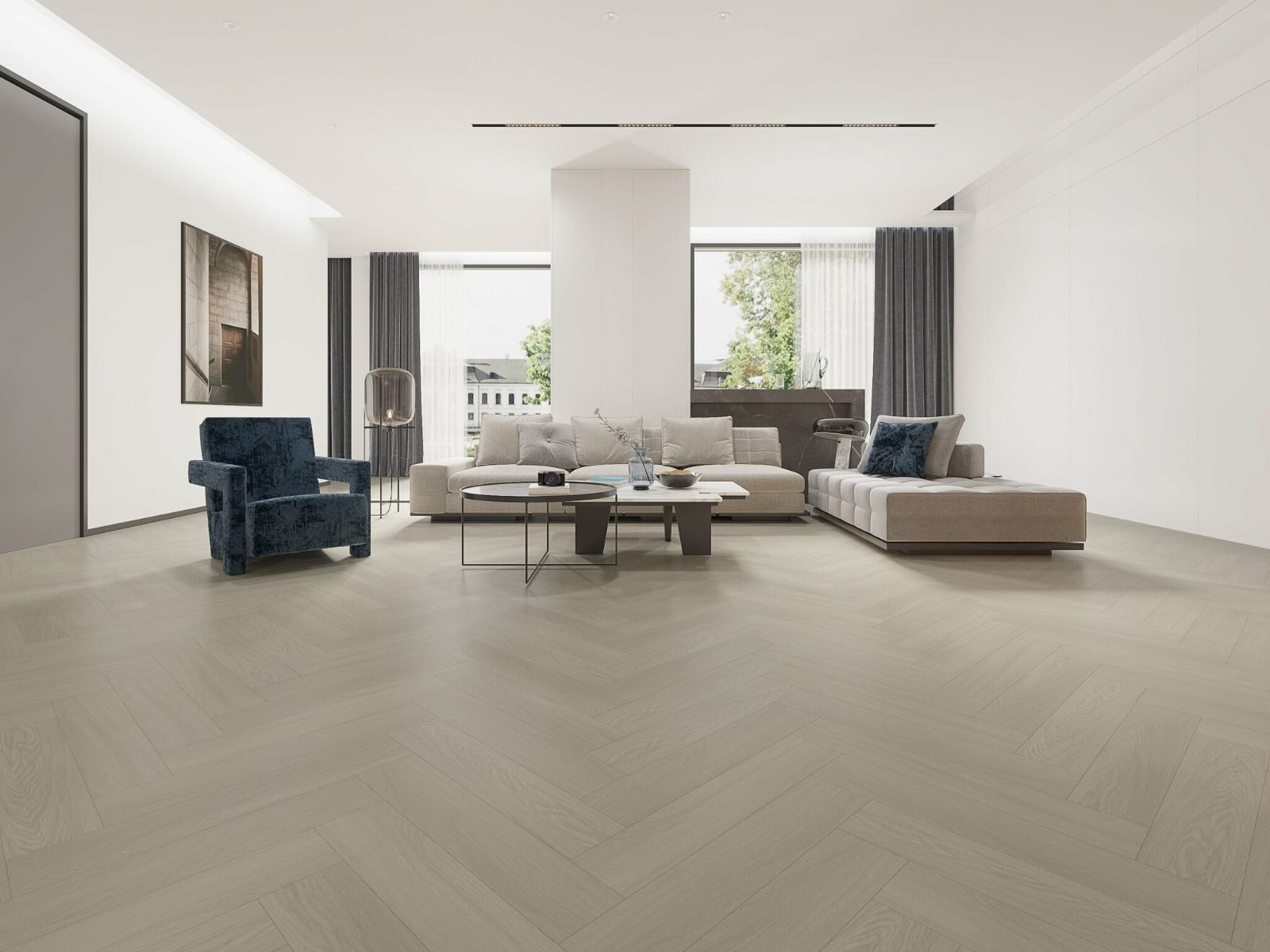 Fumed Limed Oak Herringbone Parquet