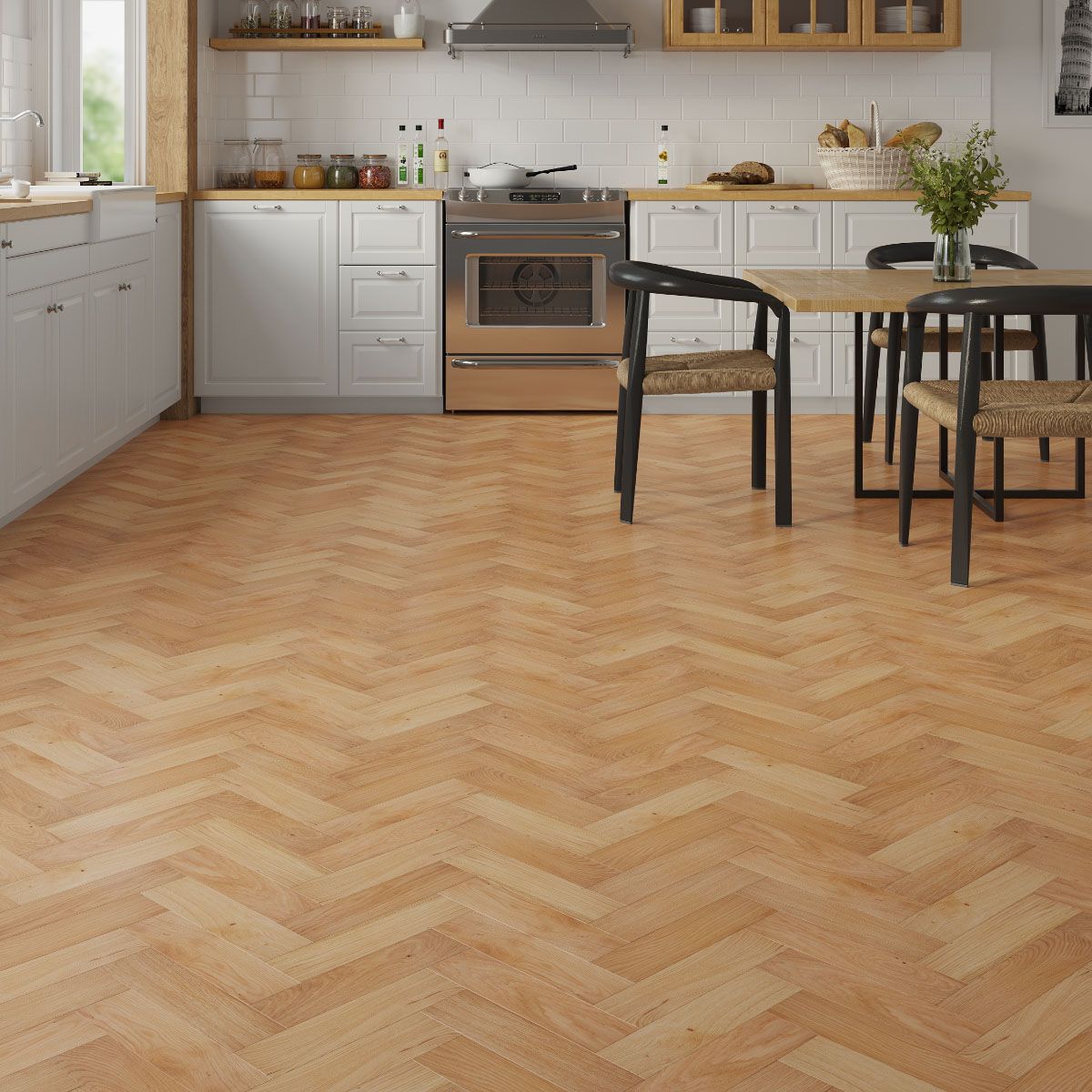Flooring Hut Burleigh Wood 10/3mm Herringbone Natural Brushed & Oiled Rustic Oak T&G