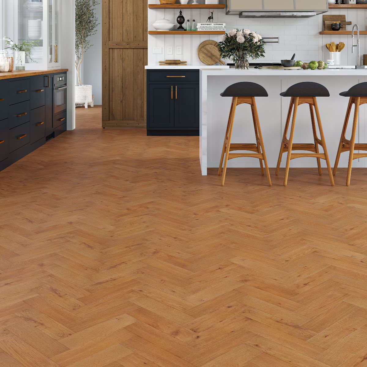 Flooring Hut Burleigh Wood 10/3mm Herringbone Golden Brushed & Oiled Rustic Oak T&G