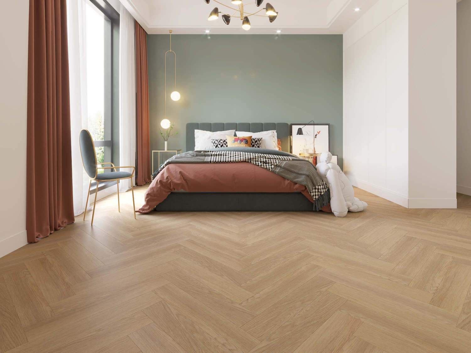 Fumed Limed Oak Herringbone Parquet