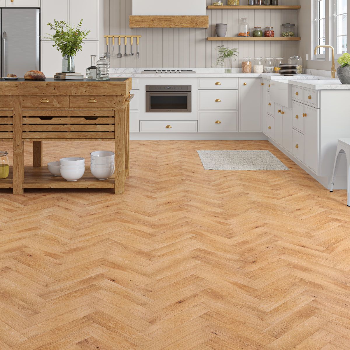 Flooring Hut Burleigh Wood 20/6mm Herringbone Natural Brushed & Oiled Rustic Oak T&G