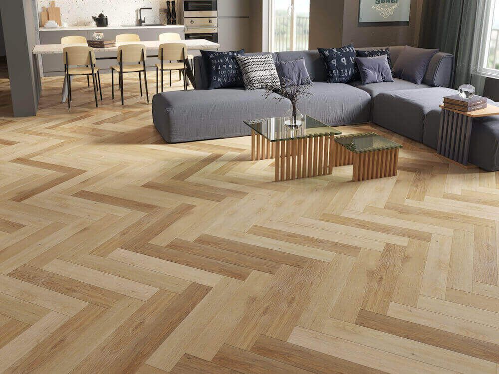 Fumed Limed Oak Herringbone Parquet
