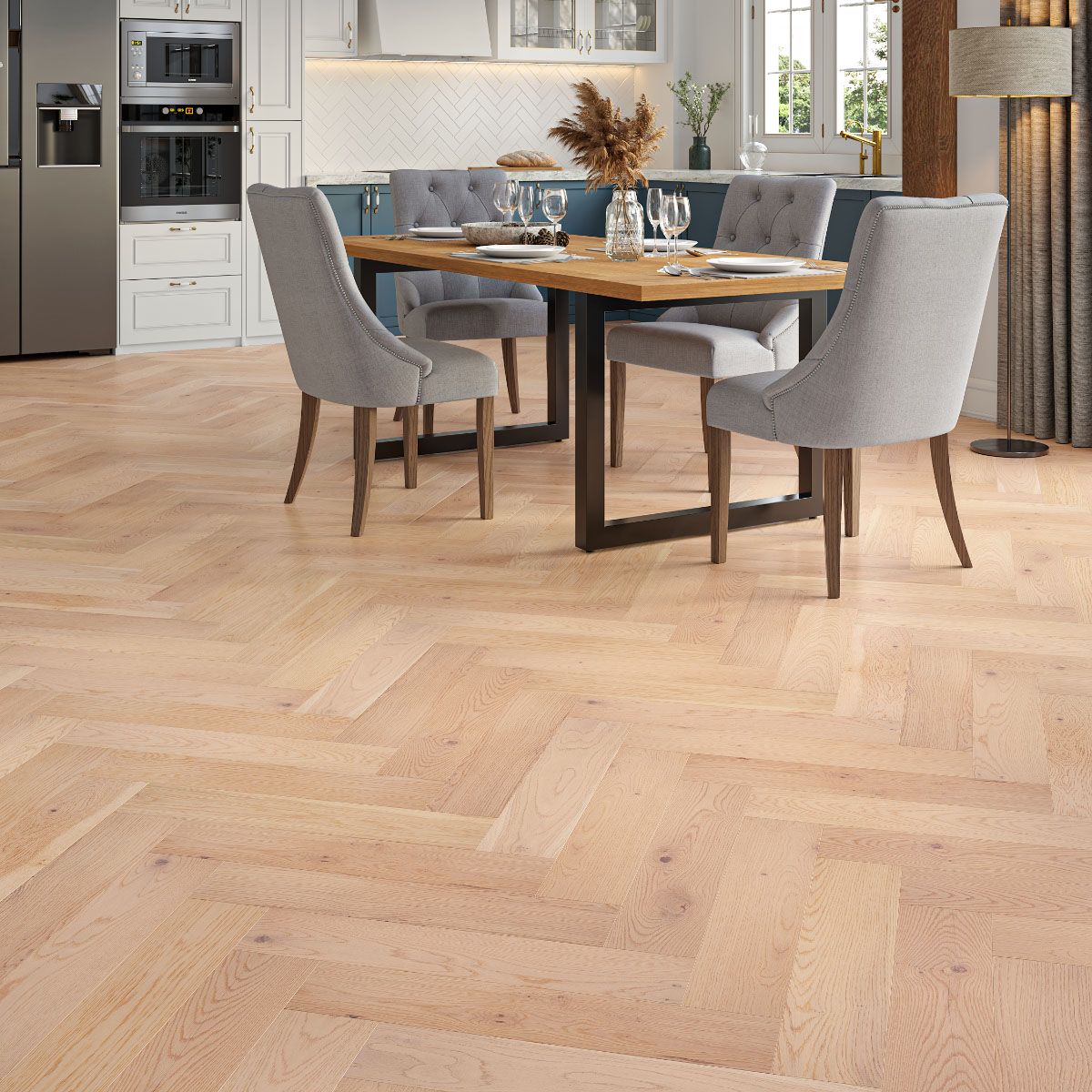 Flooring Hut Burleigh Wood 15/4mm Herringbone Invisible Smooth Oiled Rustic Oak T&G