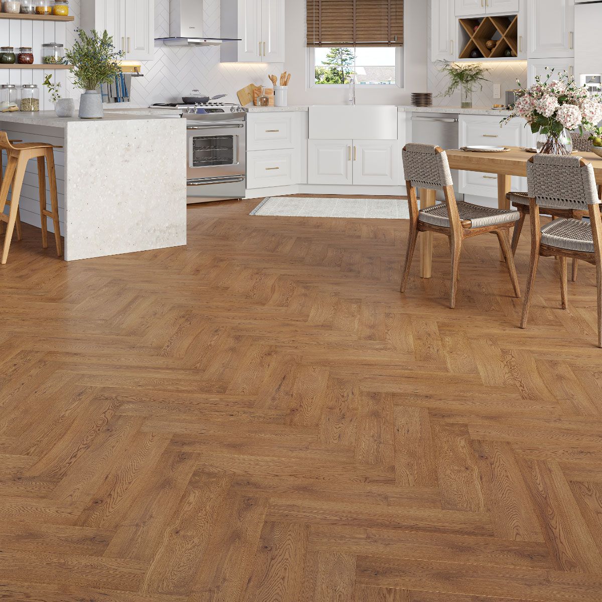 Flooring Hut Burleigh Wood 15/4mm Herringbone Golden Brushed & Oiled Rustic Oak T&G
