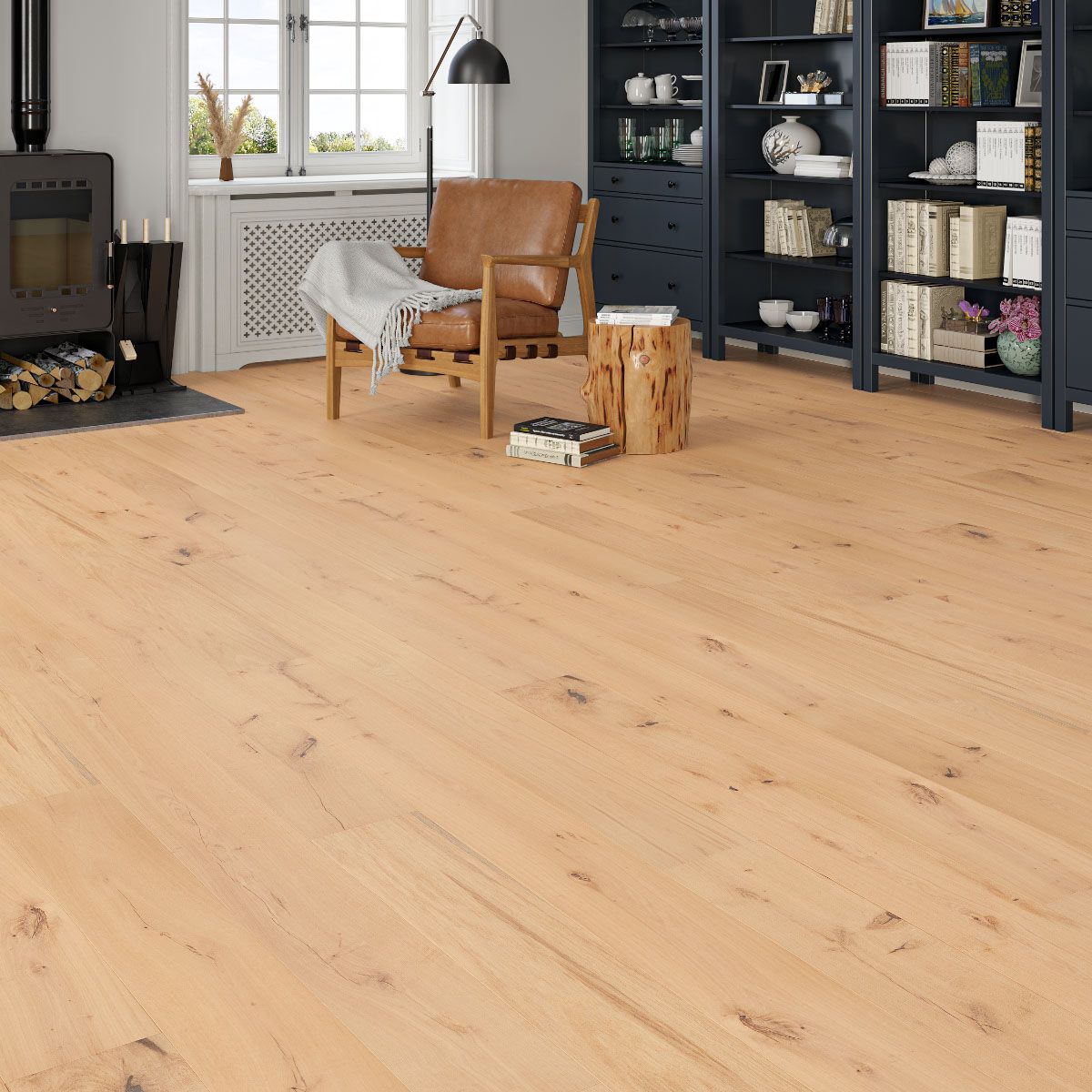Flooring Hut Burleigh Wood 190 x 20/6mm Full Planks Golden Brushed & Lacquered Rustic Oak T&G