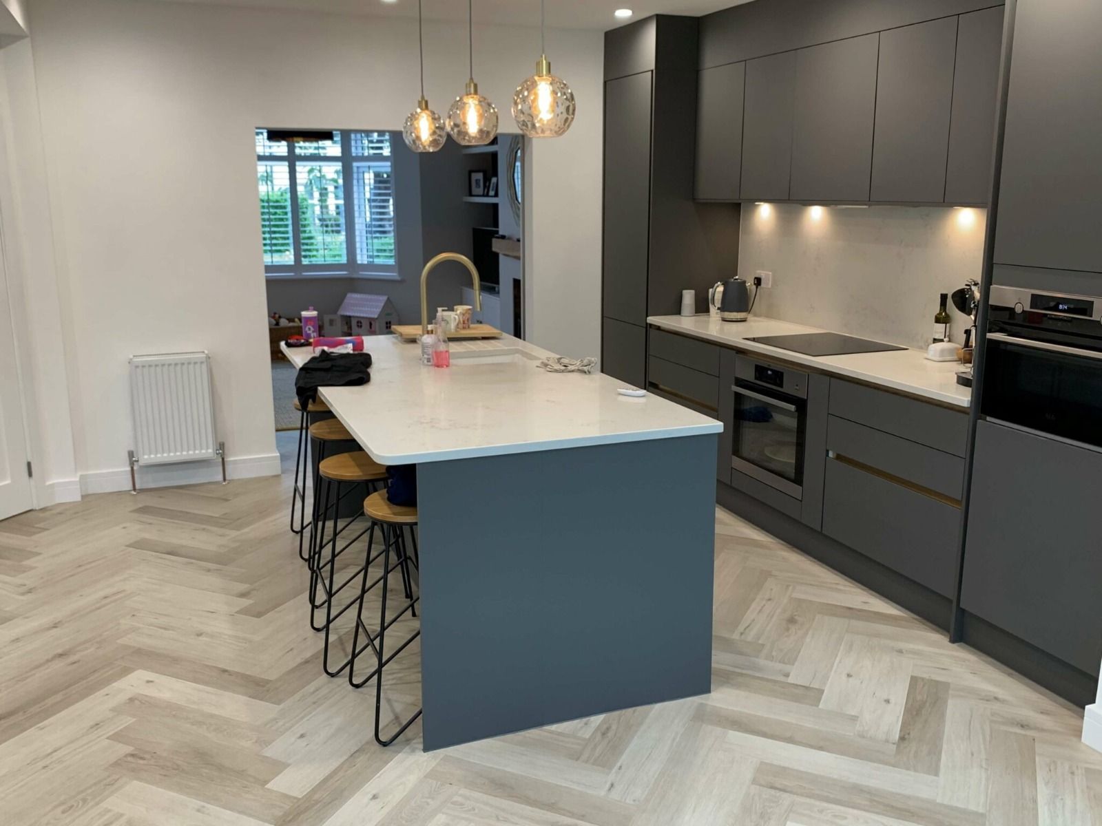 Fumed Limed Oak Herringbone Parquet