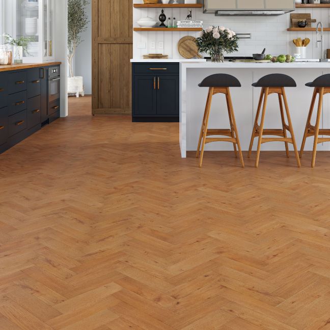 Flooring Hut Burleigh Wood 10/3mm Herringbone Golden Brushed & Oiled Rustic Oak T&G