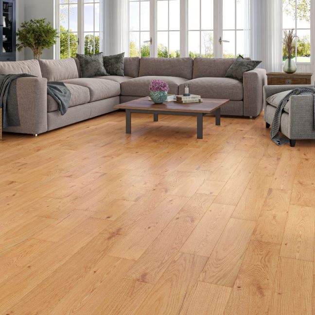 Flooring Hut Burleigh Wood 150 x 14/3mm Random Planks Natural Brushed & Oiled Rustic Oak T&G