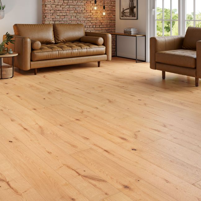 Flooring Hut Burleigh Wood 190 x 14/3mm Full Planks Natural Brushed & Oiled Rustic Oak T&G