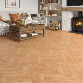 Flooring Hut Burleigh Wood 10/3mm Herringbone Natural Smooth Lacquered Rustic Oak T&G