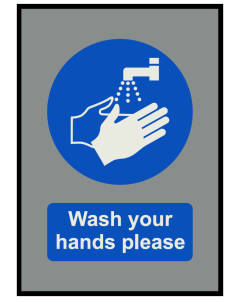 Wash your Hands COVID19 Mat Grey 85cm x 60cm